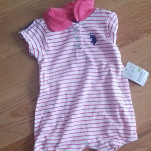 Girls Onesie Pink and White Stripe
